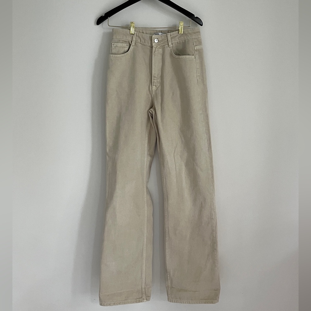Beige Zara Wide-leg Pants